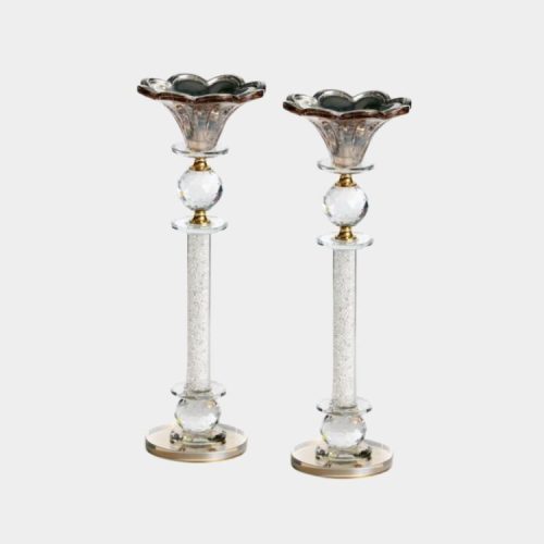 זוג פמוטי פרח קריסטל