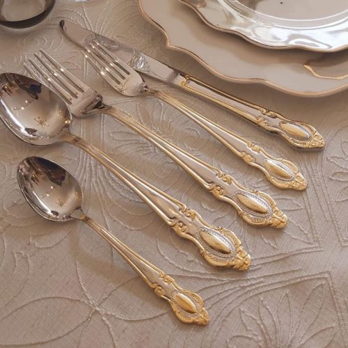 סט סכו’’ם ל6 סועדים דגם דושס כסף וזהב